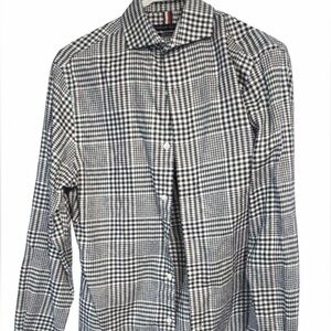 Tommy Hilfiger Navy and White Houndstooth Dress Shirt
